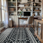 Rugshop Boho Black and White Tribal Area Rug – Geometric Diamond and Stripe Pattern Carpet for Living Room, Bedroom, or Entryway – Soft Modern Bohemian Floor Décor 4' x 6' Black