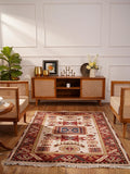 Hand Knotted Wool & Silk ECO-Friendly Oriental Area Rugs - 4'x6', Rectangle Shape, Cream Burgundy Color, Classic Oriental Traditional, Medium Pile Handmade Area Rugs (AF0102)
