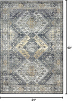 Loloi Skye Collection SKY-09 Graphite/Silver 2'-0" x 5'-0" Accent Rug