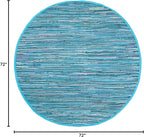 SAFAVIEH Rag Rug Collection Area Rug - 6' Round, Blue & Multi, Handmade Boho Stripe Cotton, Ideal for High Traffic Areas in Living Room, Bedroom (RAR121B)