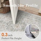 6x9 Washable Vintage Area Rug for Living Room Bedroom Soft Tranditional Non Slip Large Throw Rug Lightweight Floral Low Pile Distressed Carpet Office Playroom Dinning Laundry Room