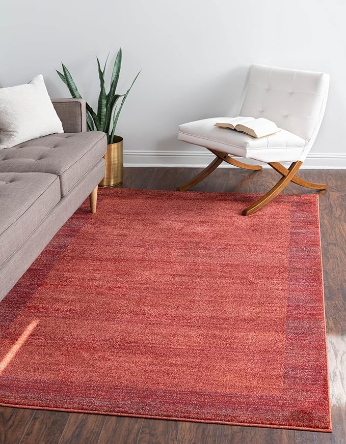 Rugs.com Angelica Collection Rug – 6' x 9' Terracotta Medium Rug Perfect for Bedrooms, Dining Rooms, Living Rooms