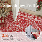HUGEAR Christmas 9x12 Machine Washable Rugs Red Hallway Large Area Rug Indoor Accent Rug Floral Low Pile Carpet Soft Throw Aesthetic Rug Bedroom Living Room Office Dining Room Kitchen Laundry Room