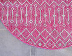 Unique Loom Outdoor Trellis Collection Area Rug - Tribal Trellis (4' 1" Round, Fuschia/ Gray)