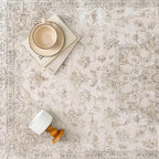 Beige Area Rug 6x9 Washable Vintage Carpet for Living Room Bedroom Large Soft Retro Low Pile Thin Indoor Rug Non Slip Oriental Medallion Floor Cover for Dining Room Office