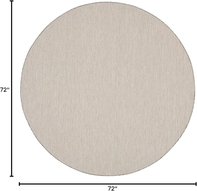 Nourison Home Courtyard Ivory Silver 6' x Round Area Rug - Easy Clean, Non Shedding, Bed Room, Living Room, Dining Room, Kitchen (6' x Round)