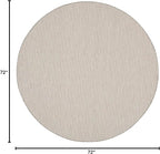 Nourison Home Courtyard Ivory Silver 6' x Round Area Rug - Easy Clean, Non Shedding, Bed Room, Living Room, Dining Room, Kitchen (6' x Round)
