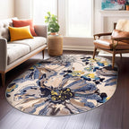 Rugshop Cream Bright Flowers Non Slip Non-Shedding Oval Area Rug for Dining Room, Living Room and Bedroom, 5' x 7'
