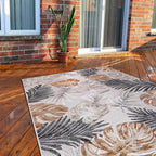 CAMILSON Indoor Outdoor Rug, Yellow 6’x9’ Leaf Tropical Botanical Area Rugs for Indoor and Outdoor patios, Easy-Cleaning Non-Shedding Living Room, Garden and Kitchen Washable Outside Carpet (6x9)