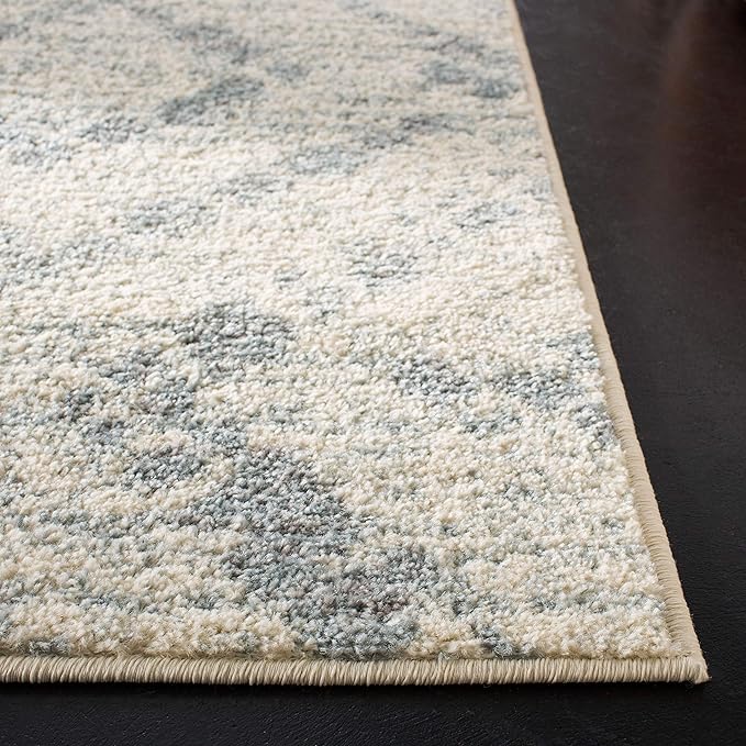 SAFAVIEH Adirondack Collection Runner Rug - 2'6" x 14', Ivory & Light Blue, Modern Diamond Distressed Design, Non-Shedding & Easy Care, Ideal for High Traffic Areas in Living Room, Bedroom (ADR131T)