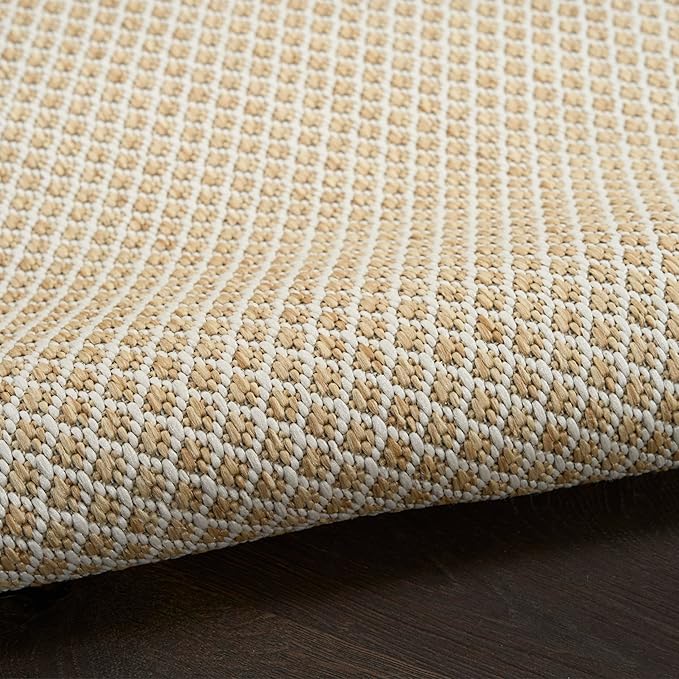 Nourison Home Courtyard Natural 5' x 7' Area Rug - Easy Clean, Non Shedding, Bed Room, Living Room, Dining Room, Kitchen (5' x 7')