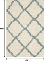 SAFAVIEH Dallas Shag Collection Area Rug - 8'6" x 12', Ivory & Light Blue, Trellis Design, Non-Shedding & Easy Care, 1.5-inch Thick Ideal for High Traffic Areas in Living Room, Bedroom (SGD257J)