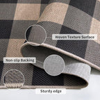Tangsoo Checkered Easy Jute Rug 5x7 Large Washable Area Rug for Dining Room,Non-Slip Black Grey Indoor Outdoor Rug,Modern Thin Mat Outdoor Carpet for Living Room Bedroom Patio