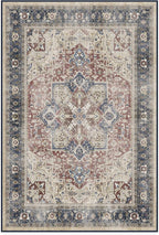 RUGGABLE Washable Area Rug – Kamran Royal Blue 4x6, Stain-Resistant, Non-Slip – Medium Machine Washable Rugs for Living Room, Bedroom, Hallway, Entryway & Office–with Standard Pad