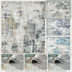 Washable Area Rugs for Living Room 8x10 - Large Neutral Modern Abstract Rug, Soft Low Pile Carpet with Non Slip Backing for Under Dining Room Table, Bedroom, Home, Office, Dorm - Green Yellow