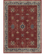 RUGGABLE Washable Vintage Area Rug – Verena Amber Red 5x7, Stain-Resistant, Non-Slip – Medium Machine Washable Rugs for Living Room, Bedroom, Hallway, Entryway & Office–with Cushioned Pad
