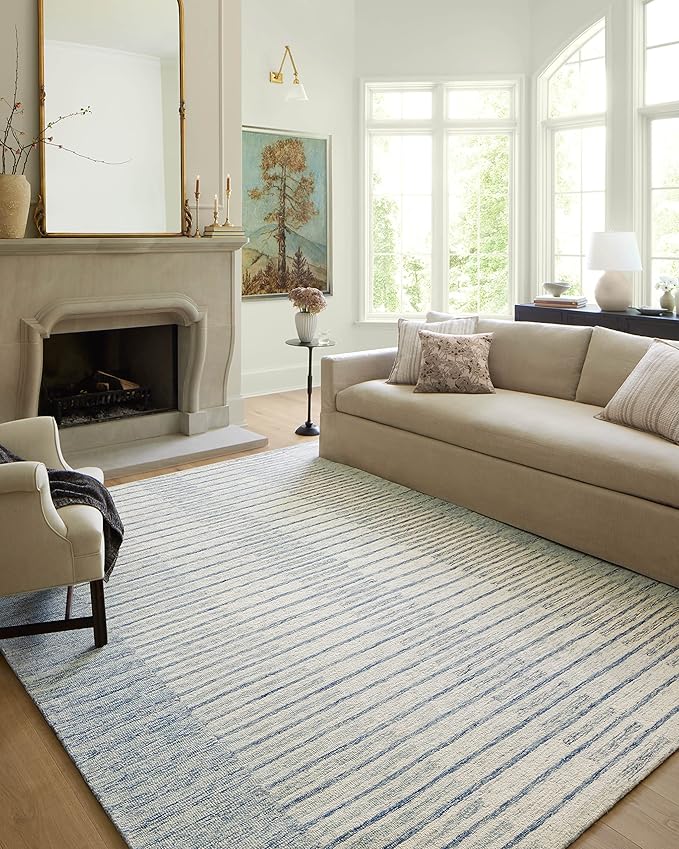 Loloi Chris Loves Julia Chris Collection CHR-01 Ivory/Denim 2'-3'' x 3'-9'', .50" Pile Height, Accent Rug
