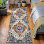 Ciicool Washable Non Slip Runner Rug, 2x6ft Hallway Rug Vintage Kitchen Rugs Carpet for Entrance Bedroom Laundry Bathroom Decor