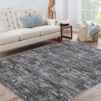 RUGSREAL Bedroom Area Rug 4x6 Modern Abstract Area Rug Stain Resistant Small Living Room Rug Contemporary Dining Room Rug Non-Slip Solid Rug Aesthetic Accent Floor Carpet for Kitchen Office, Dark Grey