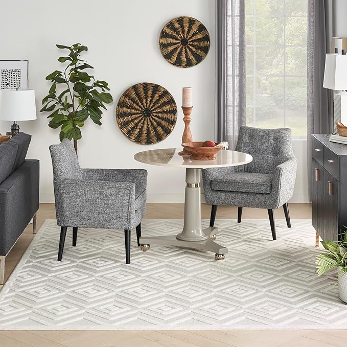 Nourison Home Versatile Ivory White 7' x 10' Area Rug - Easy Clean, Non Shedding, Bed Room, Living Room, Dining Room, Kitchen (7' x 10')