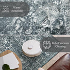 Morebes Washable Area Rugs 9x12 Living Room, Soft Black Rugs for Bedroom, Non Slip Distressed Boho Dining Room Floor Carpet for Indoor Home Office