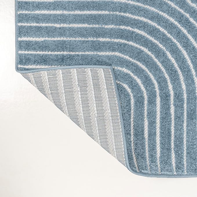 JONATHAN Y Hallie High-Low Curve Dark Blue/Cream 3x5 Indoor/Outdoor Area Rug, Minimalist Geometric, Pet Friendly, for Patio, Backyard, Living Room, Bedroom, Office, Hose-Washable (SCN100C-3)