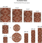 ReaLife Rugs Machine Washable Area Rug - Living Room Bedroom Bathroom Kitchen Entryway Office - Non Slip Low Pile Stain Resistant Premium - Moroccan Diamond Tribal - Jax - Orange 6' Round