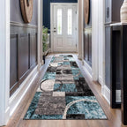 Rugshop Contemporary Circle Design Runner Rug, Carpet with Jute Backing for Hallway, Entryway, or Kitchen, Gray, 2'7" x 10'