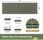 BEQHAUSE Hallway Runner Rugs 2.6x8, Hallway Rug Non-Slip Washable(Rolled-Up NO Creases), Runner Rug Absorbent Stain Resistant Hall Rug Carpet Runner, Entryway Rugs Floor Mat Laundry Room Rugs, Green
