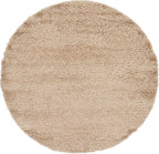 Unique Loom Solid Shag Collection Area Rug (6' 1" Round, Taupe)