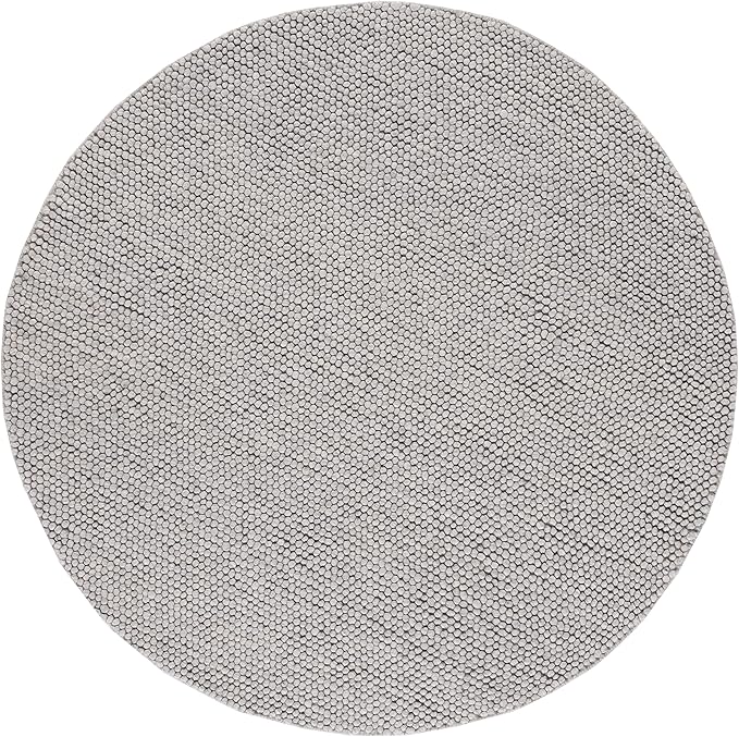SAFAVIEH Natura Collection Area Rug - 6' Round, Silver, Handmade Wool Blend, Textured Design, Ideal for Living Room, Bedroom, Dining Space (NAT620C)