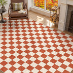 LIVEBOX 8x10 Area Rugs for Living Room, Checkered Non-Slip Washable Rugs, Farmhouse Neutral Classic Halloween Pattern Large Boys Area Rug for Bedroom, Carpet for Dining Room Office(Orange,8'x10')