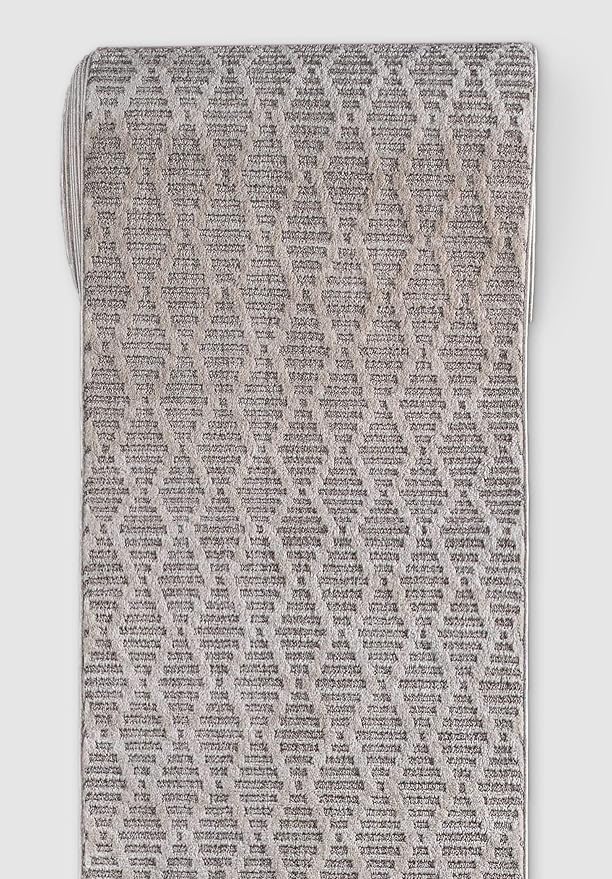 Well Woven Custom Size Hallway & Stair Runner- Harlow Babylon Taupe 31 Inches Wide x 60 Feet Long Runner (31" x 60') Runner Rug - Moroccan Diamond Pattern, Ultra-Soft, Easy-Clean
