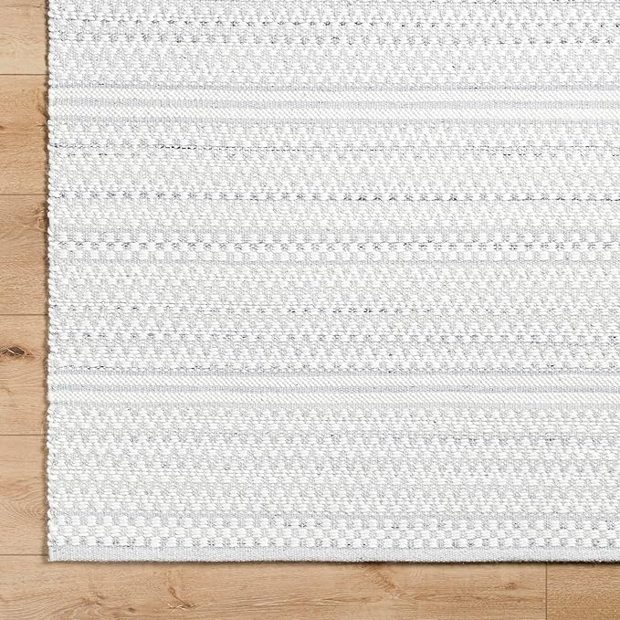 Mark&Day Wool Rugs, 5x8 Precious Solid and Border Cream/Charcoal Area Rug, Cream Grey Carpet for Living Room, Bedroom or Kitchen (5' x 7'6")