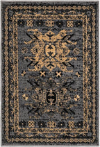 Unique Loom Taftan Collection Border Geometric Tribal Inspired Design Area Rug (2' 2 x 3' 0 Rectangular, Gray/ Black)