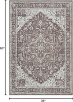 Bloom Rugs Washable Non-Slip 3' x 5' Rug - Dark Brown Traditional Medallion Area Rug for Living Room, Bedroom, Dining Room, and Kitchen - Exact Size: 3' x 5'