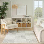 Nourison Home Textured Home Grey Ivory 3'11" x 5'11" Area Rug - Easy Clean, Non Shedding, Bed Room, Living Room, Dining Room, Kitchen (4' x 6')