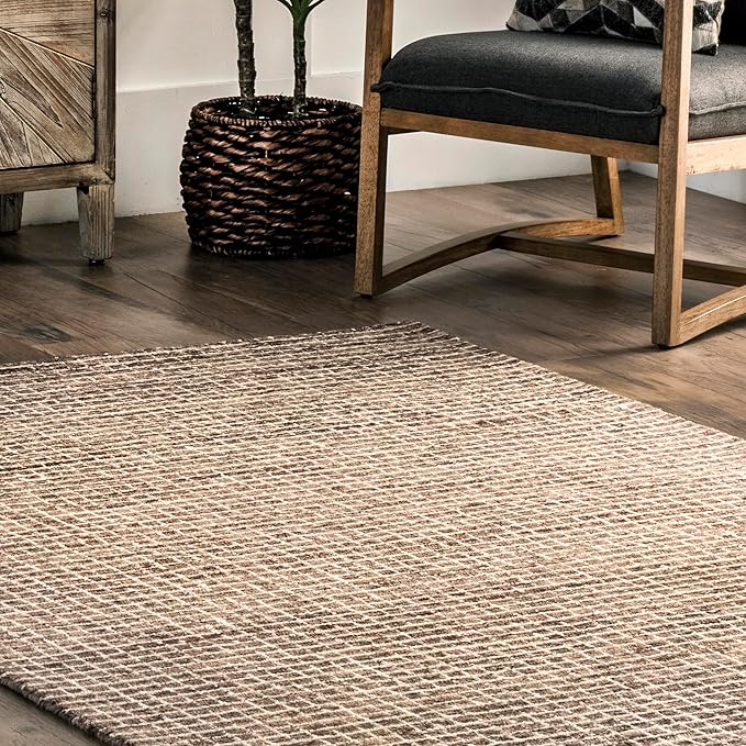 Rugs USA Melrose Brown/Ivory, 2'6" x 12', Handmade, Wool & Cotton, Soft and Cozy, High Traffic, Stain Resistant, Easy Clean, Durable Runner for Bedroom, Living Room, Dining Space, Den, Entryway