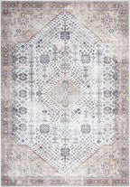 Bloom Rugs Washable Non-Slip 6' x 9' Rug - Sand/Orange/Purple Traditional Medallion Area Rug for Living Room, Bedroom, Dining Room, and Kitchen - Exact Size: 6' x 9'