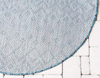 Unique Loom Outdoor Trellis Collection Area Rug - Tribal Trellis (5' 3" Round, Teal/ Ivory)
