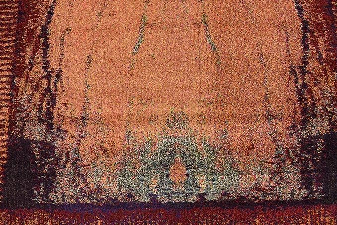 Unique Loom Estrella Collection Rustic, Distressed, Modern, Abstract Area Rug (8' 0 x 11' 0 Rectangular, Orange/Black)