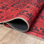 Bloom Rugs Washable Non-Slip 3' x 5' Rug - Red Traditional Bordered Area Rug for Living Room, Bedroom, Dining Room, and Kitchen - Exact Size: 3' x 5'