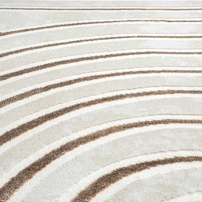 Abani Glam Collection Area Rug - Beige/Cream Modern Abstract Design - 2' x 3' - for Living Room, Bedroom & Office