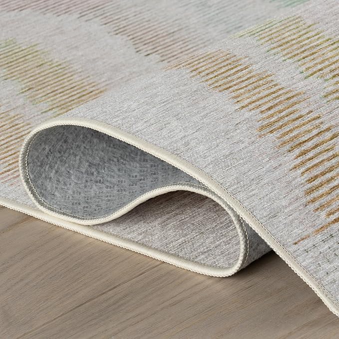 Dash & Albert Zarek Multi Machine Washable Rug, Runner-2.5 X 8 Feet, Multicolored/White Chevron Pattern