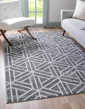 Rugs.com Lattice Trellis Collection Rug – 9' x 12' Gray Low-Pile Rug Perfect for Living Rooms, Large Dining Rooms, Open Floorplans