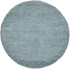 Unique Loom Solid Shag Collection Area Rug (6' 1" Round, Light Slate Blue)