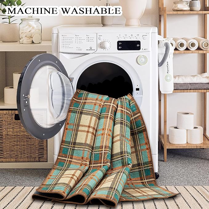 Area Rug Non Slip Machine Washable Ultra Soft Living Room/Bedroom/Kitchen/Outdoor/Classroom Plaid, 8'×10'