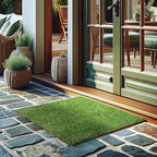 Ottomanson 2' x 2'7" Artificial Faux Grass Rug - Realistic Turf with UV Protection - Perforated for Easy Drainage - Durable, Hose-Off Synthetic Lawn Carpet for Indoor & Outdoor Use, Green