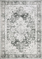 Moynesa Ultra-Thin Washable Area Rug - 5x7 Large Gray Rug for Living Room Vintage Rugs for Bedroom, Non Slip Non Shedding Pet Friendly Dining Room Mat Carpet for Department Office Kitchen