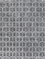 Rugs.com Lattice Trellis Collection Rug – 9' x 12' Gray Low-Pile Rug Perfect for Living Rooms, Large Dining Rooms, Open Floorplans